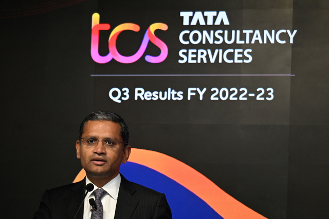 Rajesh Gopinathan, chief executive and managing director of India's largest software exporter Tata Consultancy Services, in Mumbai, on Monday (AFP photo)