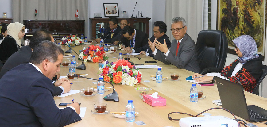   Indonesian Ambassador to Jordan Andy Rachmianto speaks at a press briefing on Wednesday to celebrate 70 years of diplomatic relations between the Kingdom and Indonesia  (Petra photo)