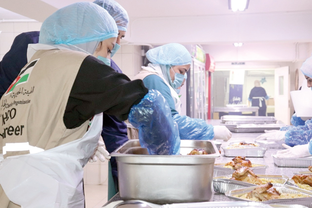 The Jordan Hashemite Charity Organisation and its partners are working together to distribute food parcels through a network of charitable organisations affiliated with the Ministry for Social Development (Photo courtesy of JHCO Facebook page)