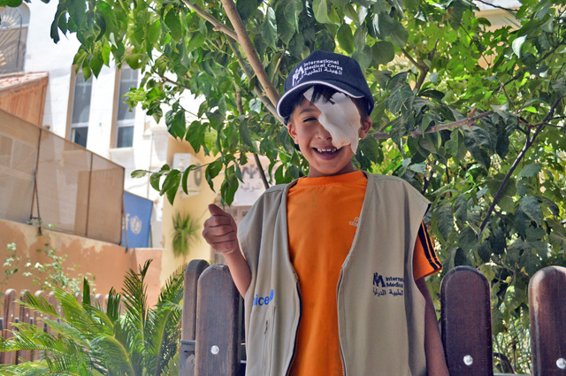 Nine-year-old Khalid, a Syrian refugee, is seen during the International Medical Corps’  Adolescent Friendly Space programme in Mafraq, according to the Jordan Response Platform for the Syria Crisis (Photo courtesy of IMC)