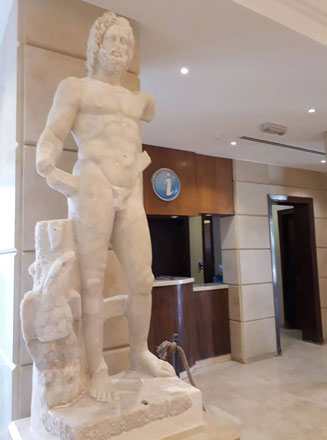 The statue of Zeus, the supreme Olympian god, unearthed in Jerash, at the Visitor Centre on Wednesday (Photo by Ahmed Bani Mustafa)