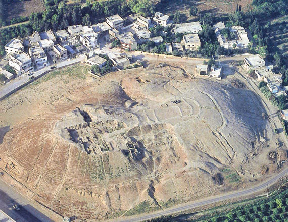 An aerial view of Tell Deir Alla archaeological site in the Jordan Valley. Recent excavations show a previously unrecorded level of urbanisation at the site  (Photo courtesy of Zeidan Kafafi)