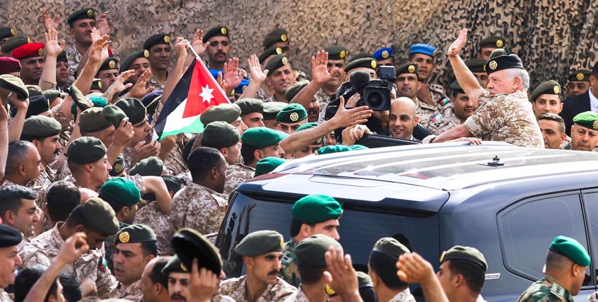   His Majesty King Abdullah, the Supreme Commander of the Jordan Armed Forces-Arab Army, visits the Eastern Military Region and affirms the confidence of all Jordanians in the role of the border guards in defending Jordan’s borders  (Photos courtesy of Royal Court)