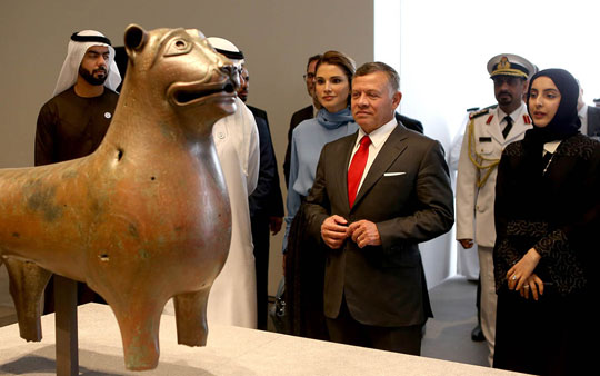 Their Majesties King Abdullah and Queen Rania tour the Louvre Abu Dhabi on Thursday  (Photo courtesy of Royal Court)