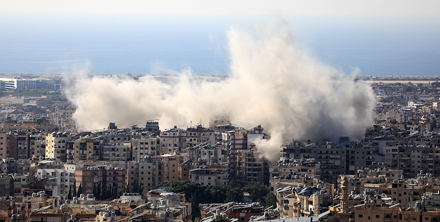 Smoke rises over buildings during an Israeli strike on Beirut's southern suburbs on Thursday, amid the ongoing war between Israel and Hizbollah (AFP photo)