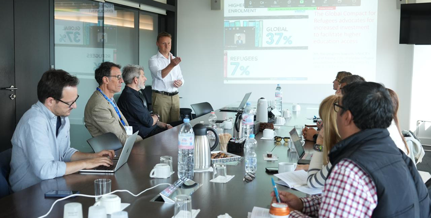 Thierry Agagliate, Executive Director of the InZone programme at the University of Geneva, speaks during a lecture to participants in the Jordan media trip (JT photo)