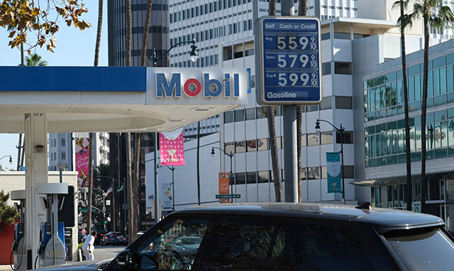 The high price of gasoline is displayed at a Los Angeles gas station on Wednesday (AFP photo)