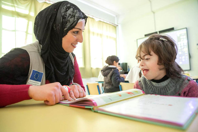 Mercy Corps’ inclusive education programme, funded by UNICEF and the European Union, helps children with disabilities enroll in school and then provides personalised education support (Photo courtesy of Mercy Corps)