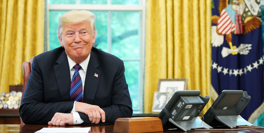 US President Donald Trump listens during a phone conversation with Mexico's President Enrique Pena Nieto on trade in the Oval Office of the White House in Washington, DC on Monday (AFP photo)
