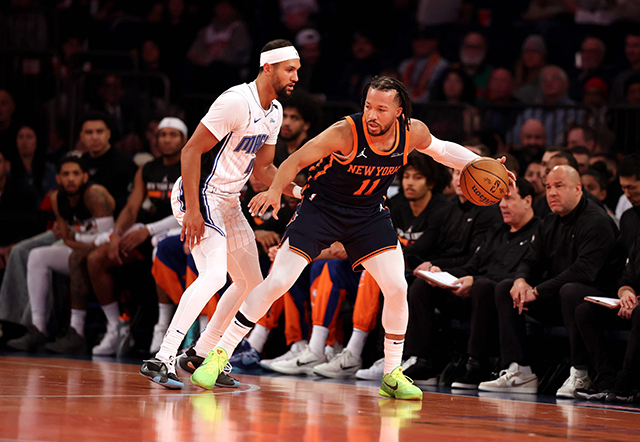 Jalen Brunson #11 of the New York Knicks in action against Jalen Suggs #4 of the Orlando Magic during their game at Madison Square Garden on Tuesday in New York City (AFP photo)