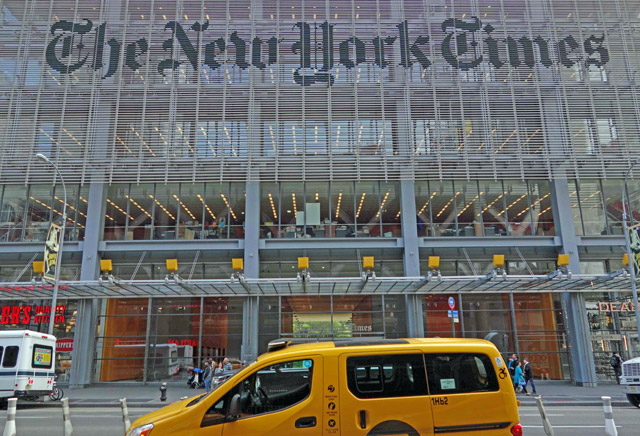 This photo taken on April 27, 2016, shows the New York Times building at 620 Eighth Avenue in New York (AFP file photo)