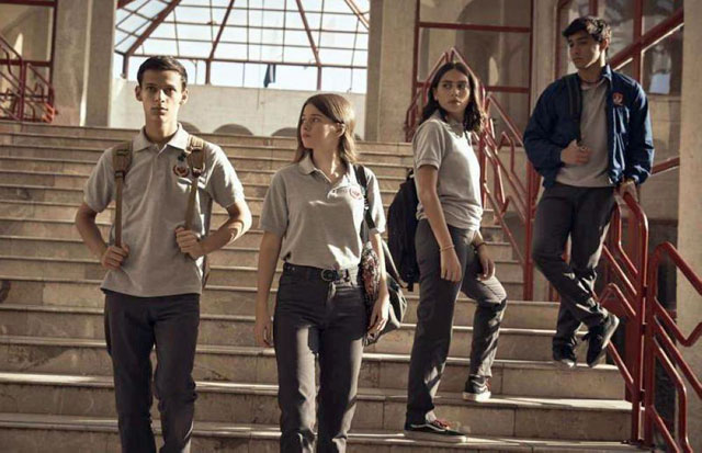 Actors from Netflix’s new ‘Jinn’ series pose for a photo. The series drew the ire of some in the Kingdom after episodes depicted teens reportedly uttering ‘vulgar words’ and exchanging kisses (Photo courtesy of Netflix)