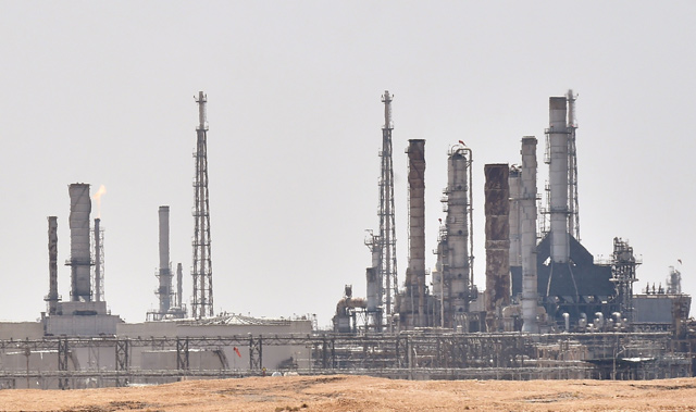 The photo taken on Sunday shows an Aramco oil facility near Al Khurj area, just south of the Saudi capital Riyadh (AFP photo)