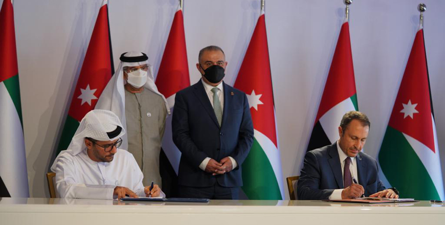 Deputising for Prime Minister Bisher Al Khasawneh Minister of Planning and International Cooperation Nasser Shraideh presides over a signing ceremony of agreements between the Abu Dhabi Ports Group and the Aqaba Development Corporation in Aqaba on Sunday (Photo courtesy of AD Ports Group)