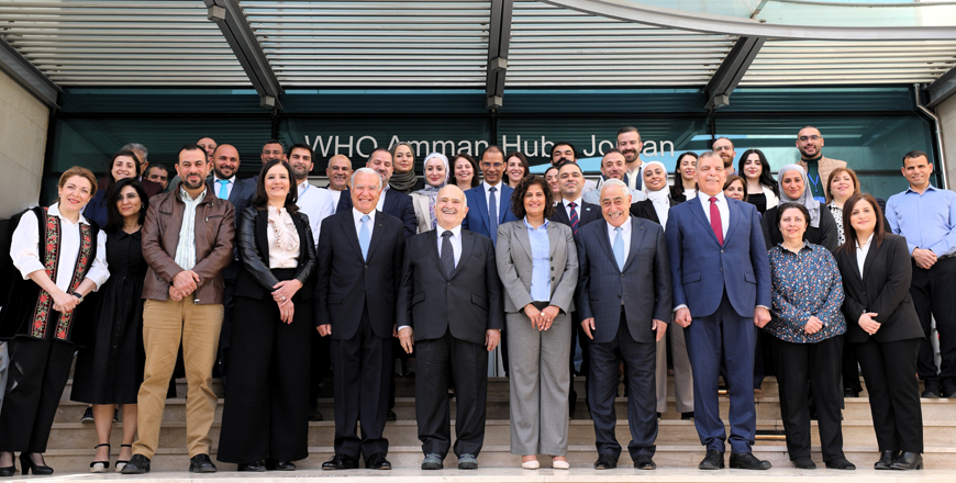 HRH Prince El Hassan Bin Talal, Chairman of the Higher Council for Science and Technology, on Sunday visits the World Health Organisation headquarters in Jordan (Petra photo)