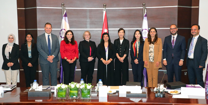 HRH Princess Sumaya and members of foreign delegations pose for a group photo at the CBRN Threat Office (Photo courtesy of RSS)