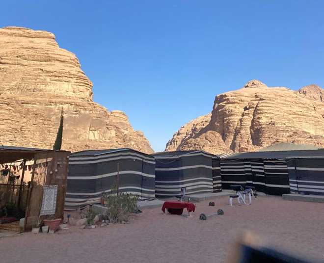 A view of tents for visitors in Wadi Rum, part of ‘the Golden Triangle’ of tourist attractions in Jordan, around 230km south of Amman  (Photo by Jessi Aamason)