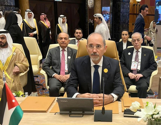 Deputy Prime Minister and Foreign Minister Ayman Safadi during the preparatory foreign ministers' meeting for the Arab League Summit in Jeddah on Wednesday (Photo courtesy of Foreign Ministry)