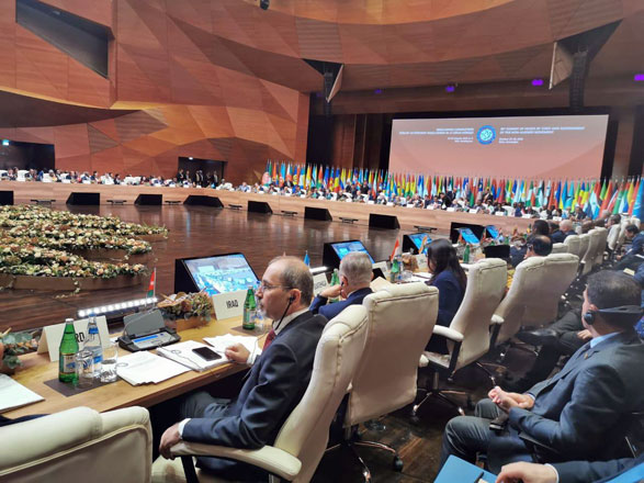  Foreign Minister Ayman Safadi attends 18th Summit of the Heads of State and Government of the Non-Aligned Movement on Saturday (Petra photo)