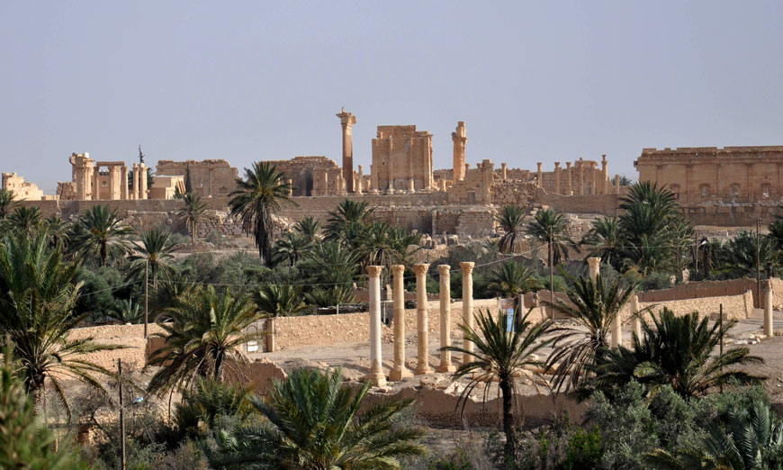 A photo taken on May 18 shows the ancient Syrian city of Palmyra, a day after Daesh militants fired rockets into the city, killing several people (AFP photo)