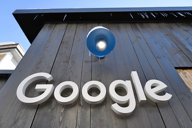 A Google logo is seen on the brand's stand ahead of the annual meeting of the World Economic Forum in Davos on Monday (AFP photo)