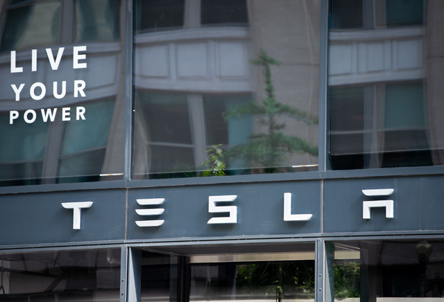  In this file photo, the Tesla logo is seen outside of their showroom in Washington, DC, on August 8, 2018  (AFP photo)