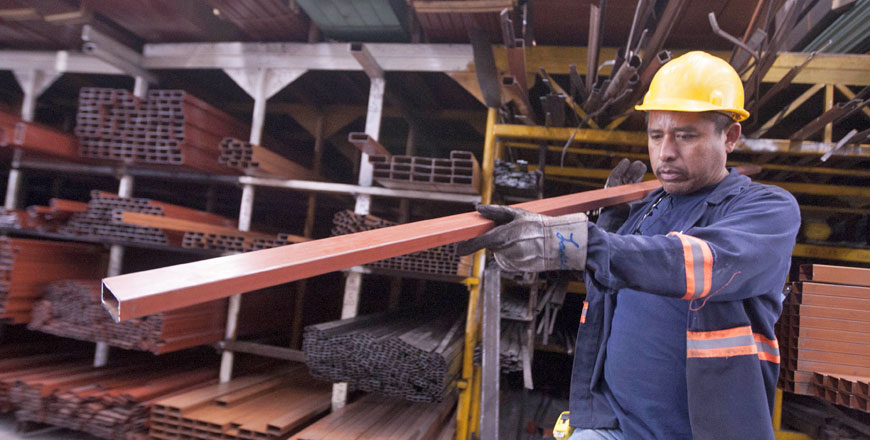 A man works in a steel distribution factory in Monterrey in northern Mexico on Thursday (AFP photo)