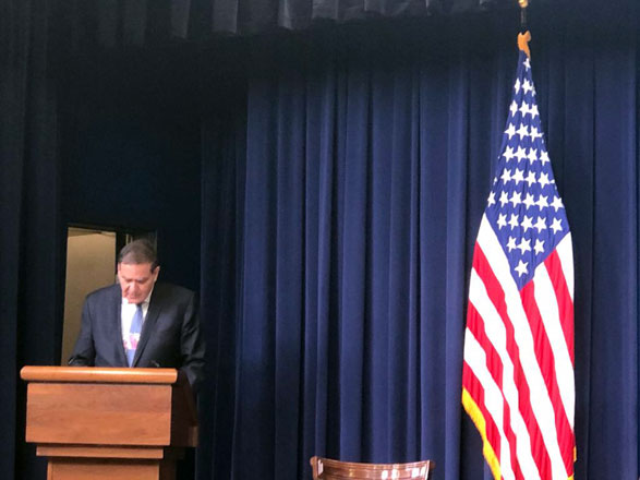 Chairman of the Jordan Atomic Energy Commission Khaled Toukan speaks at an International Framework for Nuclear Energy Cooperation meeting in Washington, DC, on Thursday (Photo courtesy of JAEC)