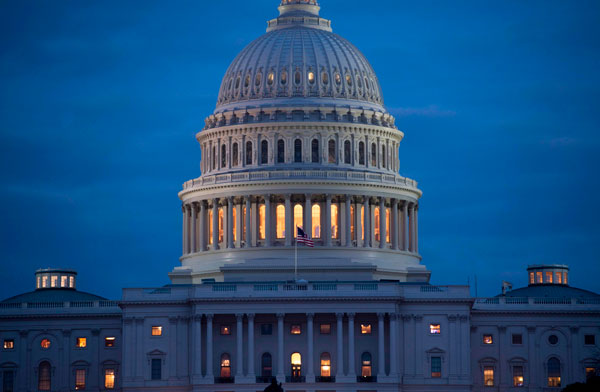 In the photo taken on Tuesday the US Capitol building is seen at dusk in Washington, DC (AFP photo)