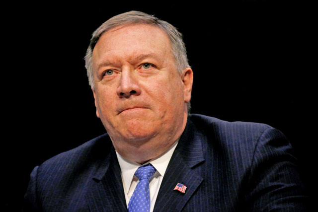 Central Intelligence Agency Director Mike Pompeo testifies during a Senate Intelligence Committee hearing on ‘Worldwide Threats’ on Capitol Hill in Washington, DC, on February 13 (Reuters file photo)