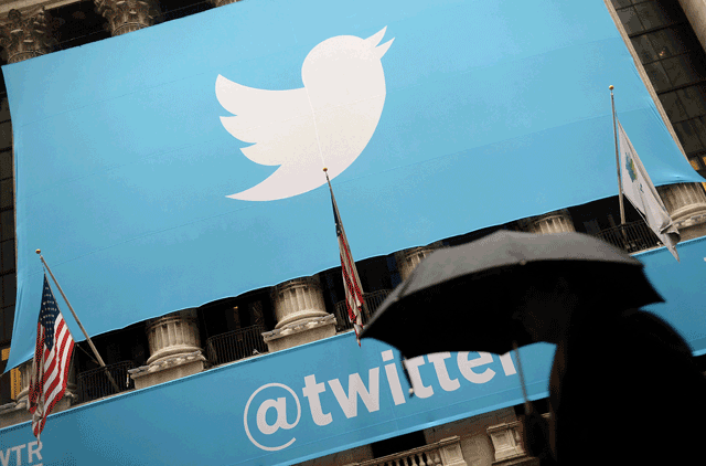 This file photo taken on November 7, 2013 shows a banner with the Twitter logo at the New York Stock Exchange (AFP file phot8)