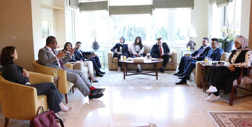   UK’s Minister for the Middle East James Cleverly engages with Jordanian youth on Sunday  (Photo courtesy of British embassy Facebook page)