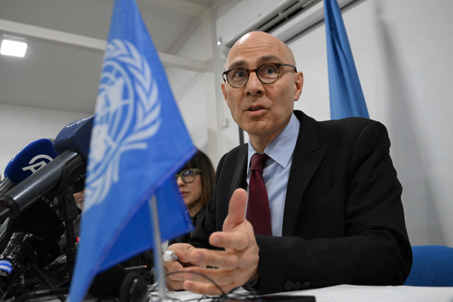 UN High Commissioner for Human Rights Volker Turk speaks during a press conference in Damascus, on Wednesday (AFP photo)
