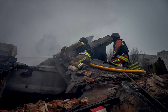In this handout photograph taken and released by the Ukrainian Emergency Service on Tuesday (AFP photo)