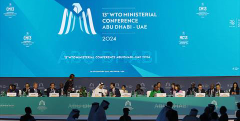 Delegates attend the 13th World Trade Organisation Ministerial Conference in Abu Dhabi of Monday (AFP photo)