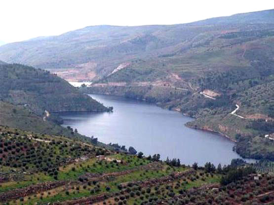 In this undated photo, an aeriel view of the King Talal Dam in Jerash, some 50km north of Amman, can be seen  (Photo courtesy of the Ministry of Water and Irrigation)