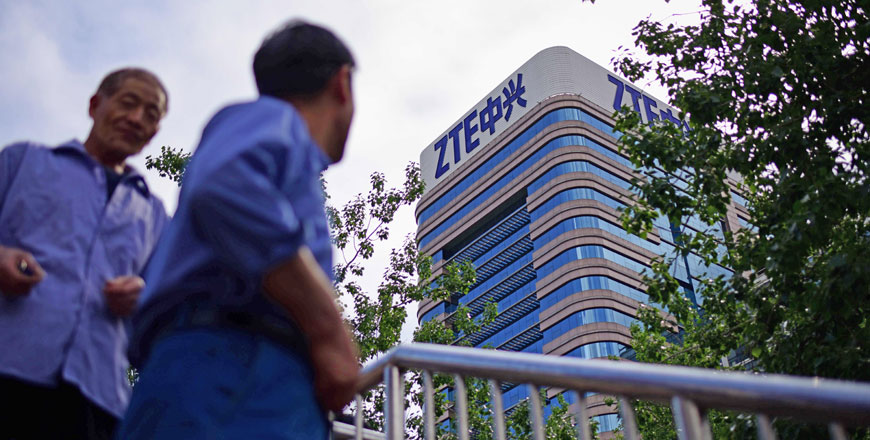 In this photo taken on May 2, the ZTE logo is seen on a building in Beijing (AFP file photo)