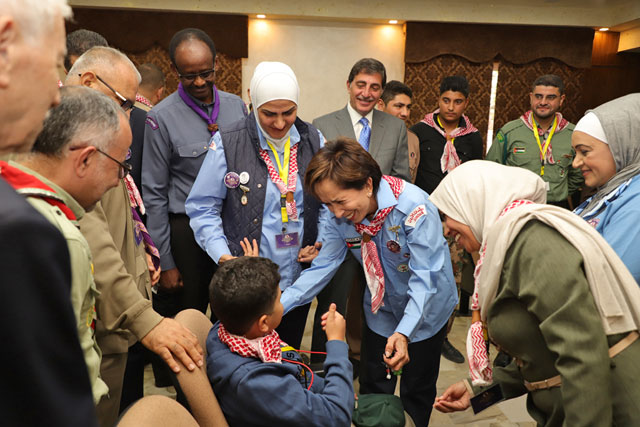 HRH Princess Basma attends a national meeting for the Association for Boy Scouts and Girl Guides in this photo taken on Wednesday (Photo courtesy of Princess Basma’s office)