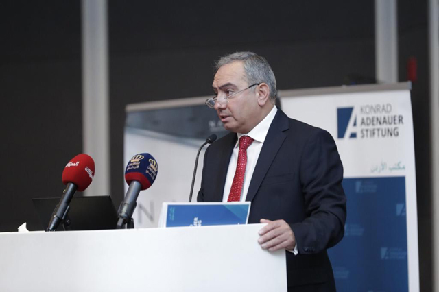 NAMA Chairman Fares Braizat speaks during an event releasing the results of a survey on Monday   (Photo courtesy of Fares Braizat)