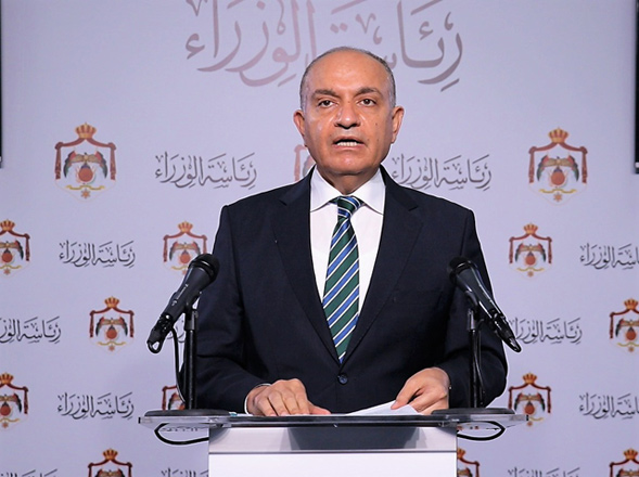 Minister of State for Media Affairs Amjad Adaileh speaks during a press briefing at the Prime Ministry on Monday (Petra photo)