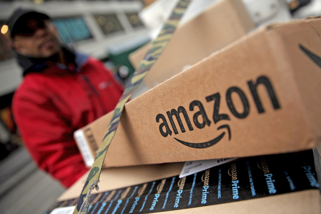  Amazon boxes stacked for delivery in the Manhattan borough of New York City, on January 29, 2016 (Reuters file photo)  