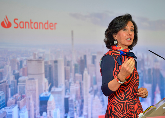 Spanish Santander Bank executive chairperson Ana Botin holds a press conference to present the company’s 2019 results in Boadilla del Monte on Wednesday  (AFP photo)