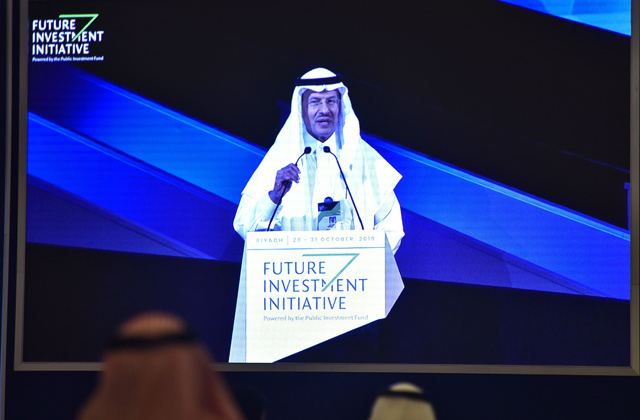 Saudi Arabia’s Energy Minister Prince Abdulaziz Bin Salman speaks during the Future Investment Initiative forum at the King Abdulaziz Conference Centre in Saudi Arabia’s capital Riyadh on Wednesday (AFP photo)