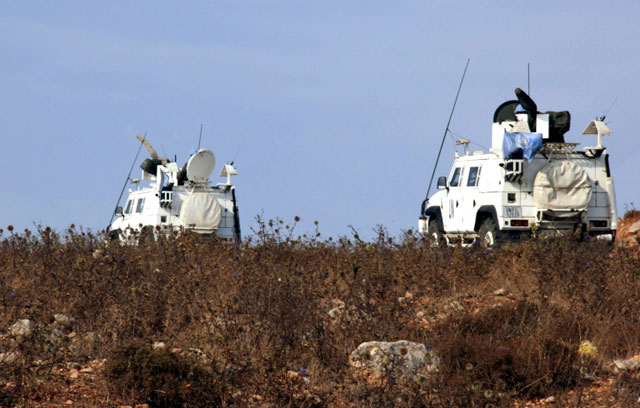 A convoy of the United Nations peacekeeping force UNIFIL patrols in the vicinity of Kfar Kila village in southern Lebanon, after reports of clashes in the Lebanese-Israeli border area (AFP file photo)