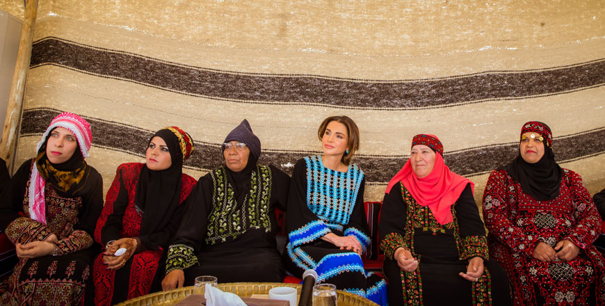 Her Majesty Queen Rania attends the launch of the Zaha Cultural Centre’s new branch in Mafraq Governorate, on Monday (Photo courtesy of Royal Court)