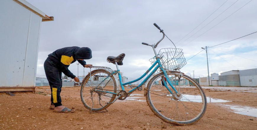 A bicycle in the Zaatari camp for Syrian refugees (Mohamed Hawari/ United Nations)