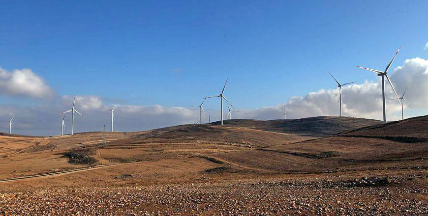 Wind turbines are seen at the Tafileh Wind Farm, some 180km southwest of Amman, which can power some 80,000 homes  (JT file photo)