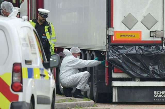 Thirty nine bodies were found in a refrigerated truck outside London in October (AFP photo)