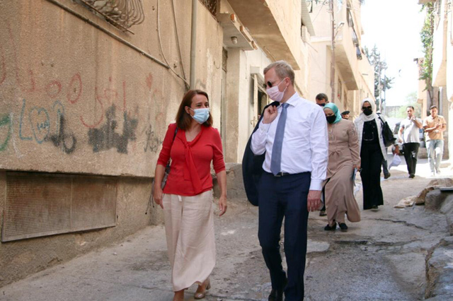 European Union Special Representative for the Middle East Peace Process Sven Koopmans visits Marka Palestine refugee camp on Wednesday (Photo courtesy of the EU)