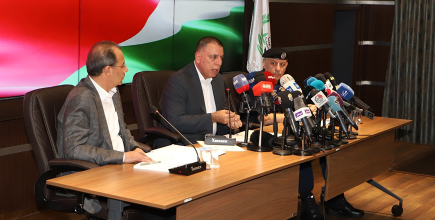 Interior Minister Mazen Faraya speaks during a press conference at the Interior Ministry on Friday (Petra photo)